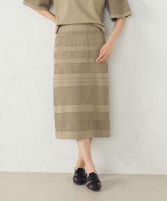 COMME CA ISM / コムサイズム ロング・マキシ丈スカート | スクエアメッシュ総柄ニットスカート /　セットアップ対応