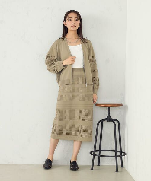 COMME CA ISM / コムサイズム ロング・マキシ丈スカート | スクエアメッシュ総柄ニットスカート /　セットアップ対応 | 詳細8