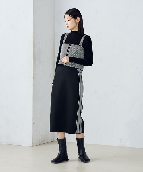 COMME CA ISM / コムサイズム ロング・マキシ丈スカート | 【セットアップ対応】ダブルフェイスシリーズサイドラインニットスカート | 詳細1