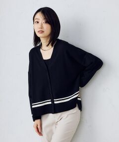 COMME CA ISM / コムサイズム カーディガン・ボレロ | 配色ライン ワイドカーディガン