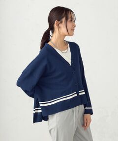 COMME CA ISM / コムサイズム カーディガン・ボレロ | 配色ライン ワイドカーディガン