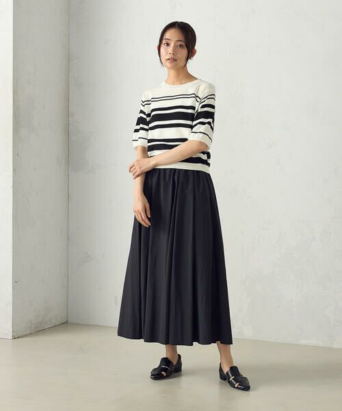 COMME CA ISM / コムサイズム ニット・セーター | ランダムボーダー５分袖ニット | 詳細1