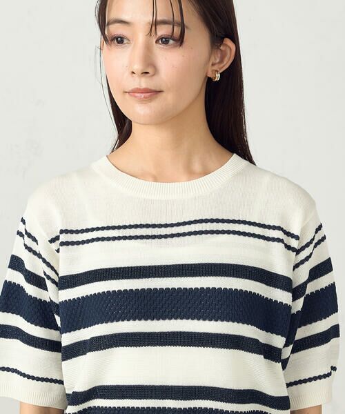 COMME CA ISM / コムサイズム ニット・セーター | ランダムボーダー５分袖ニット | 詳細12