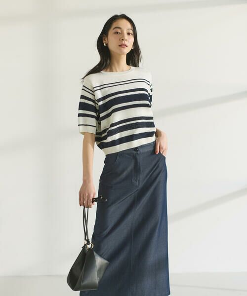 COMME CA ISM / コムサイズム ニット・セーター | ランダムボーダー５分袖ニット | 詳細5