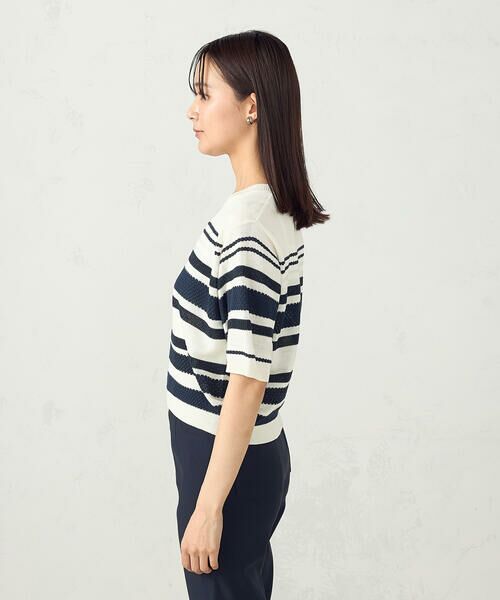 COMME CA ISM / コムサイズム ニット・セーター | ランダムボーダー５分袖ニット | 詳細10