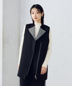 COMME CA ISM / コムサイズム カーディガン・ボレロ | 【セットアップ対応】ダブルフェイスシリーズ　ジップデザイン ニットジレ