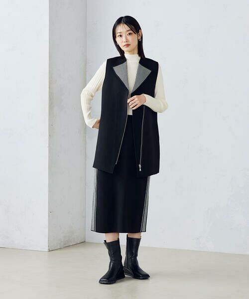 COMME CA ISM / コムサイズム カーディガン・ボレロ | 【セットアップ対応】ダブルフェイスシリーズ　ジップデザイン ニットジレ | 詳細1