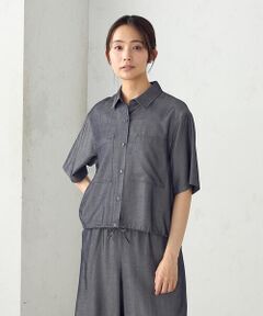 COMME CA ISM / コムサイズム シャツ・ブラウス | デニム風ドロスト付き ショートシャツ / セットアップ対応