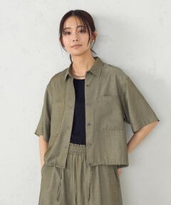 COMME CA ISM / コムサイズム シャツ・ブラウス | デニム風ドロスト付き ショートシャツ / セットアップ対応