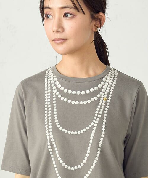 COMME CA ISM / コムサイズム カットソー | パールネックレスプリント　トロンプルイユＴシャツ | 詳細12