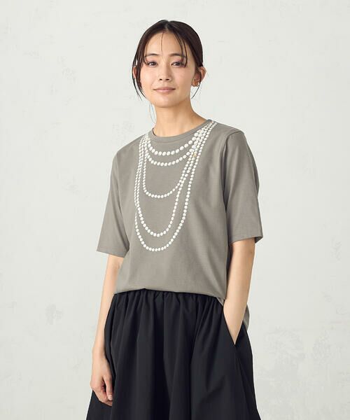 COMME CA ISM / コムサイズム カットソー | パールネックレスプリント　トロンプルイユＴシャツ | 詳細8