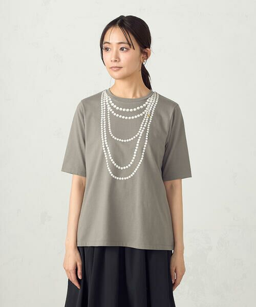 COMME CA ISM / コムサイズム カットソー | パールネックレスプリント　トロンプルイユＴシャツ | 詳細9