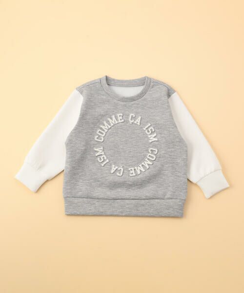 COMME CA ISM/コムサイズム プリント×エンボス ロゴ長袖トレーナー(ベビーサイズ) グレー 80〜90cm COMME CA ISM/コムサイズム プリント×エンボス ロゴ長袖トレーナー(ベビーサイズ) グレー 80〜90cm
