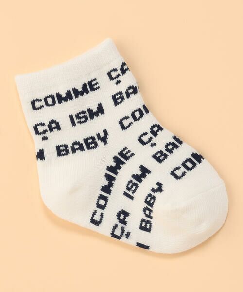 COMME CA ISM/コムサイズム ロゴ総柄ソックス ホワイト 9〜12cm COMME CA ISM/コムサイズム ロゴ総柄ソックス ホワイト 9〜12cm
