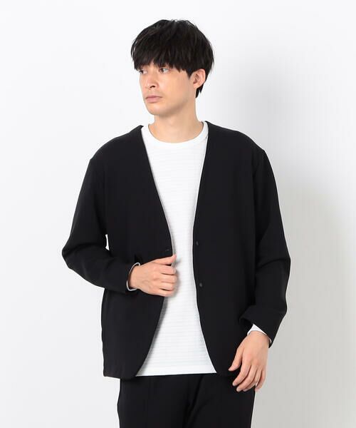 COMME CA ISM/コムサイズム 【セットアップ対応】綿混ダンボールニット ジャケット ブラック S COMME CA ISM/コムサイズム 【セットアップ対応】綿混ダンボールニット ジャケット ブラック S