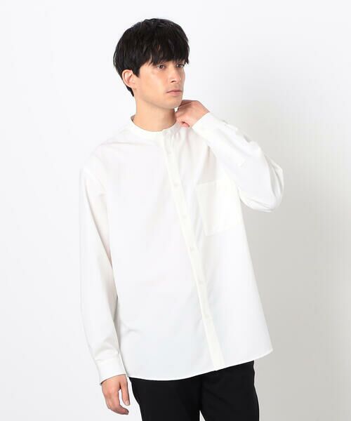 COMME CA ISM/コムサイズム ウールライク バンドカラー シャツ ホワイト M COMME CA ISM/コムサイズム ウールライク バンドカラー シャツ ホワイト M