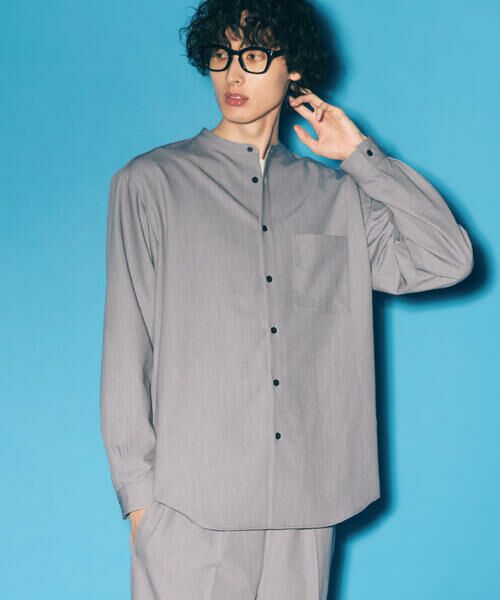 COMME CA ISM / コムサイズム シャツ・ブラウス | ウールライク バンドカラー シャツ | 詳細5
