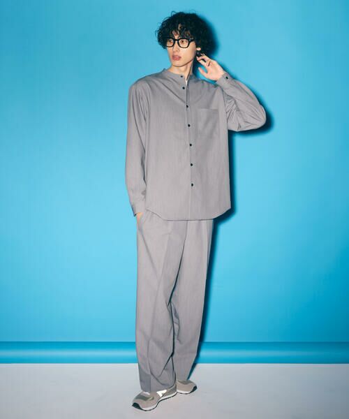 COMME CA ISM / コムサイズム シャツ・ブラウス | ウールライク バンドカラー シャツ | 詳細6