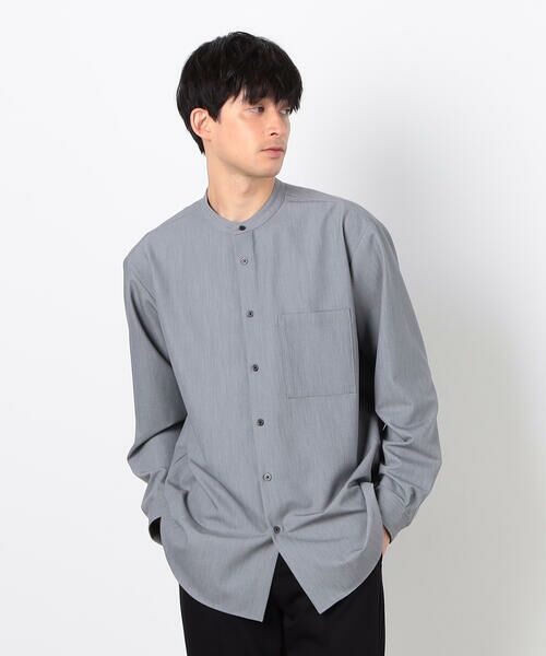 COMME CA ISM/コムサイズム ウールライク バンドカラー シャツ グレー M COMME CA ISM/コムサイズム ウールライク バンドカラー シャツ グレー M