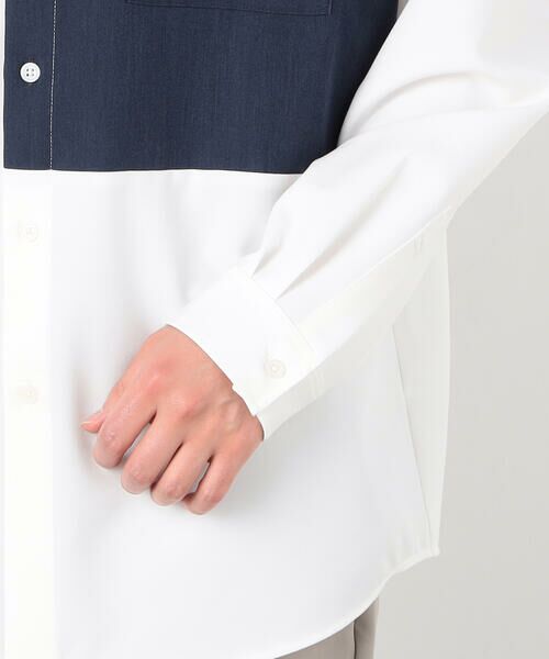 COMME CA ISM / コムサイズム シャツ・ブラウス | ウールライク ブロッキング バンドカラー シャツ | 詳細8