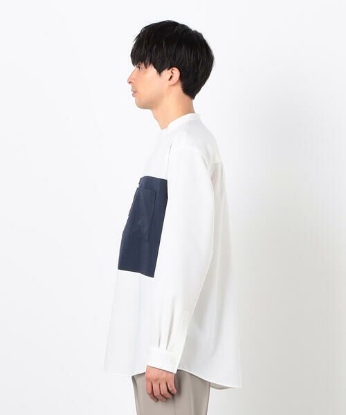 COMME CA ISM / コムサイズム シャツ・ブラウス | ウールライク ブロッキング バンドカラー シャツ | 詳細5