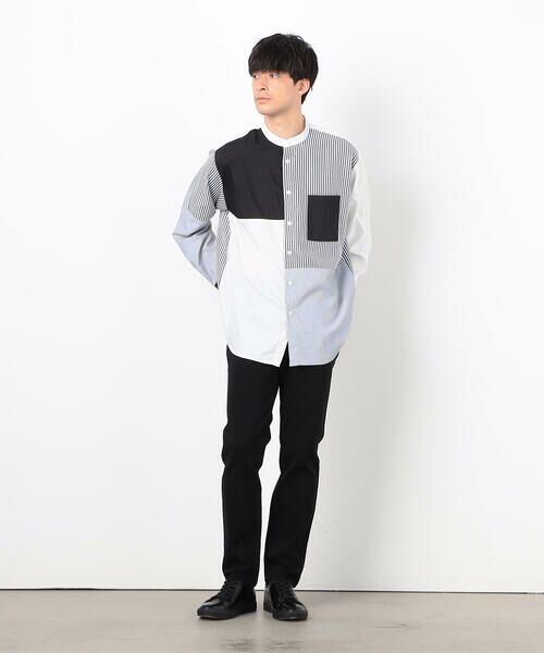 COMME CA ISM / コムサイズム シャツ・ブラウス | ストライプ コンビ バンドカラー シャツ | 詳細2