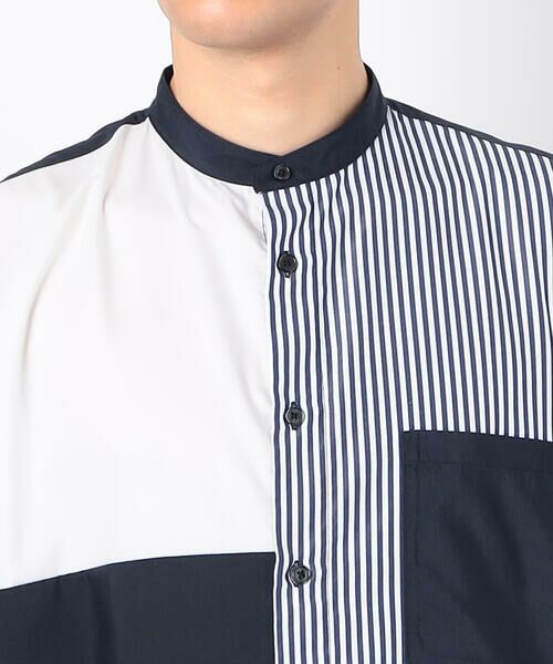 COMME CA ISM / コムサイズム シャツ・ブラウス | ストライプ コンビ バンドカラー シャツ | 詳細11