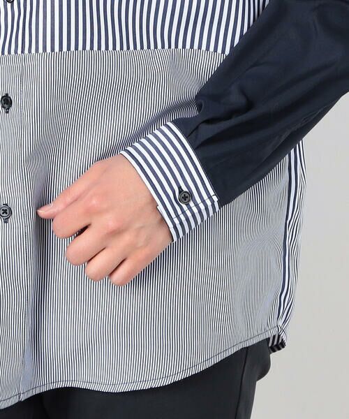 COMME CA ISM / コムサイズム シャツ・ブラウス | ストライプ コンビ バンドカラー シャツ | 詳細12