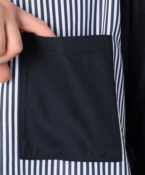 COMME CA ISM / コムサイズム シャツ・ブラウス | ストライプ コンビ バンドカラー シャツ | 詳細13