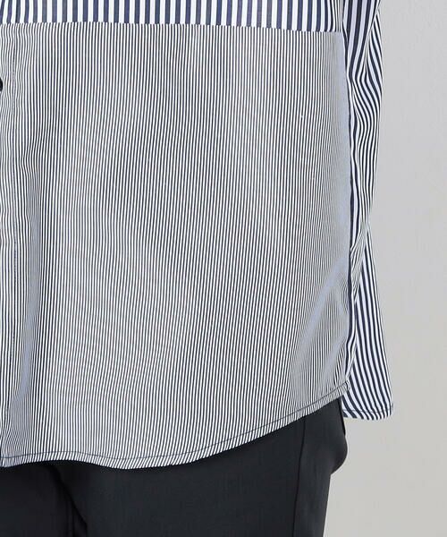 COMME CA ISM / コムサイズム シャツ・ブラウス | ストライプ コンビ バンドカラー シャツ | 詳細14