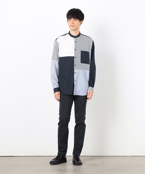 COMME CA ISM / コムサイズム シャツ・ブラウス | ストライプ コンビ バンドカラー シャツ | 詳細5