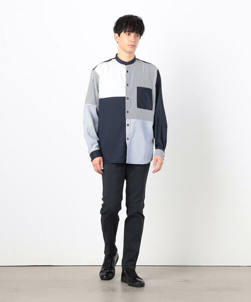 COMME CA ISM / コムサイズム シャツ・ブラウス | ストライプ コンビ バンドカラー シャツ | 詳細6