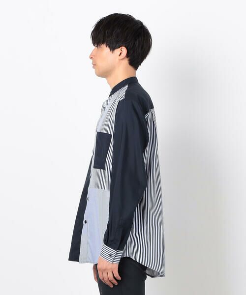 COMME CA ISM / コムサイズム シャツ・ブラウス | ストライプ コンビ バンドカラー シャツ | 詳細9