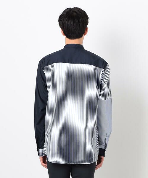 COMME CA ISM / コムサイズム シャツ・ブラウス | ストライプ コンビ バンドカラー シャツ | 詳細10