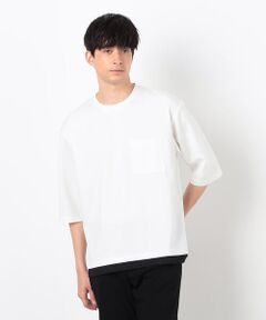 COMME CA ISM / コムサイズム Tシャツ | 七分袖 フェイクレイヤード クルーネックＴシャツ