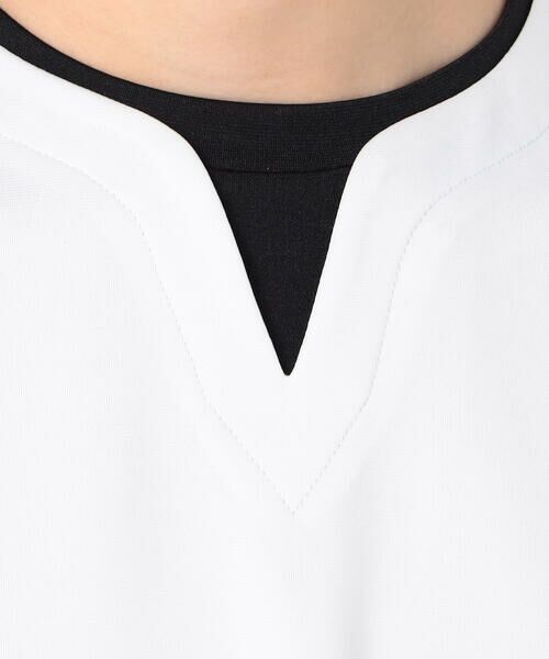 COMME CA ISM / コムサイズム Tシャツ | フェイクレイヤード キーネックTシャツ 七分袖 | 詳細4