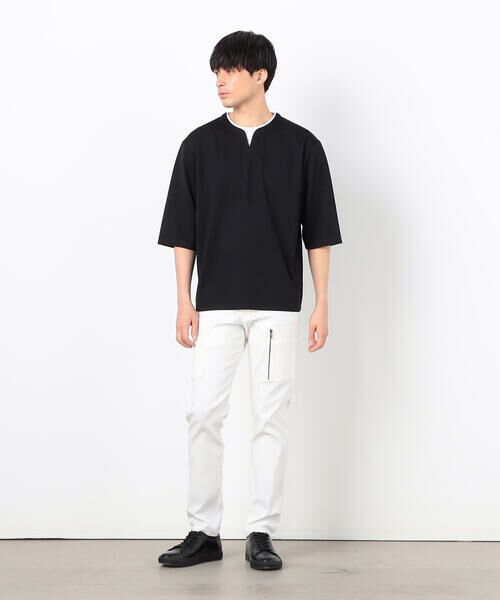 セール】 フェイクレイヤード キーネックTシャツ 七分袖 （T
