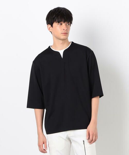 COMME CA ISM / コムサイズム Tシャツ | フェイクレイヤード キーネックTシャツ 七分袖 | 詳細7