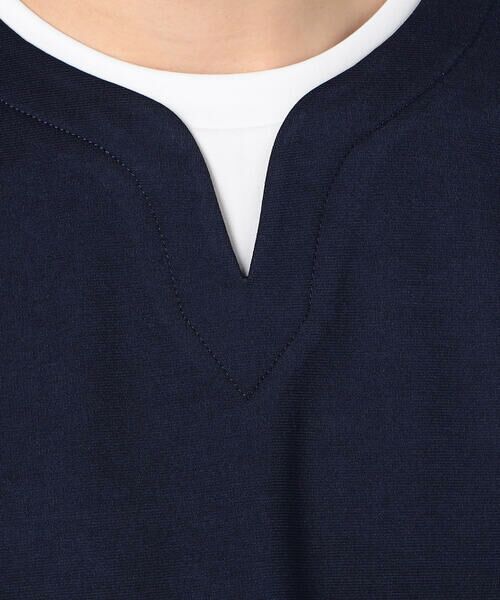 COMME CA ISM / コムサイズム Tシャツ | フェイクレイヤード キーネックTシャツ 七分袖 | 詳細13