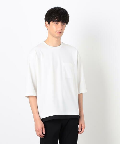 775オリジナルTシャツ【値引き可】 セール】 フェイクレイヤード キーネックTシャツ 七分袖 （T
