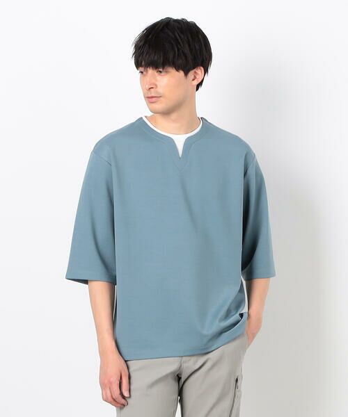 COMME CA ISM / コムサイズム Tシャツ | フェイクレイヤード キーネックTシャツ 七分袖 | 詳細16