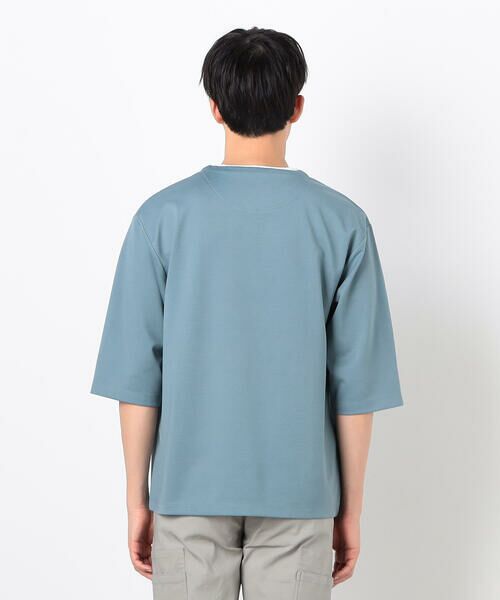 セール】 フェイクレイヤード キーネックTシャツ 七分袖 （T