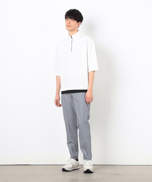 COMME CA ISM / コムサイズム Tシャツ | 七分袖 フェイクレイヤード ハーフジップTシャツ | 詳細1