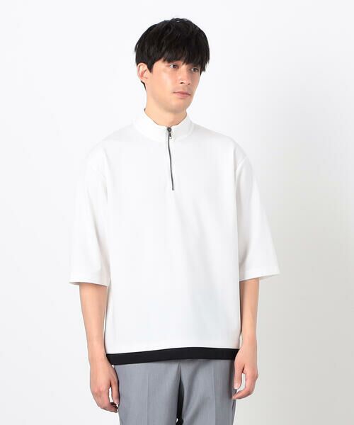 COMME CA ISM / コムサイズム Tシャツ | 七分袖 フェイクレイヤード ハーフジップTシャツ | 詳細3
