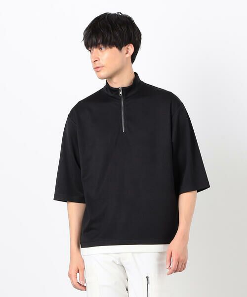 COMME CA ISM / コムサイズム Tシャツ | 七分袖 フェイクレイヤード ハーフジップTシャツ | 詳細13