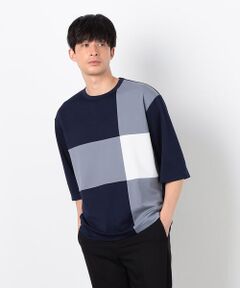 COMME CA ISM / コムサイズム Tシャツ | 七分袖 カラーブロック パッチワークＴシャツ