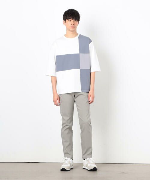 COMME CA ISM / コムサイズム Tシャツ | 七分袖 カラーブロック パッチワークTシャツ | 詳細1