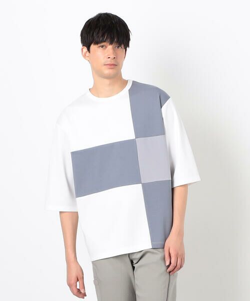 COMME CA ISM / コムサイズム Tシャツ | 七分袖 カラーブロック パッチワークTシャツ | 詳細3