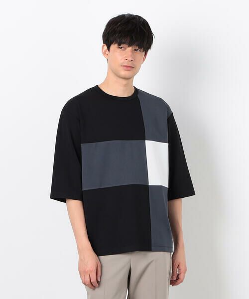 COMME CA ISM / コムサイズム Tシャツ | 七分袖 カラーブロック パッチワークTシャツ | 詳細13