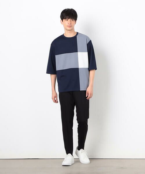 COMME CA ISM / コムサイズム Tシャツ | 七分袖 カラーブロック パッチワークTシャツ | 詳細19